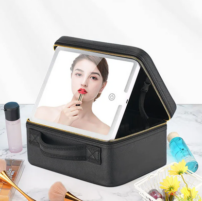 Beauty Essentials Organizer With LED Screen Mirror