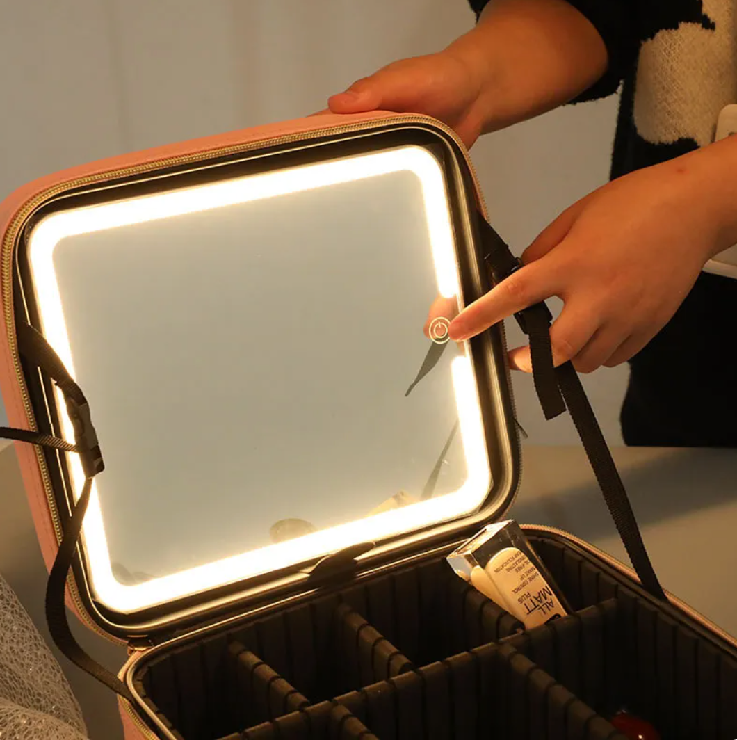 Beauty Essentials Organizer With LED Screen Mirror