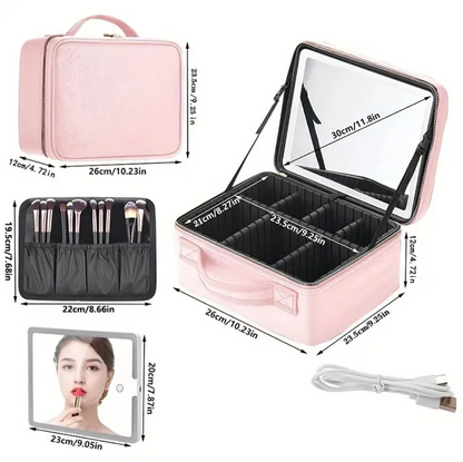 Beauty Essentials Organizer With LED Screen Mirror